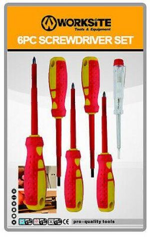 My world shop ציוד כלי עבודה Worksite WT2111 6pcs Insulated Electrician Screwdriver Set Electrical Hand Tools
